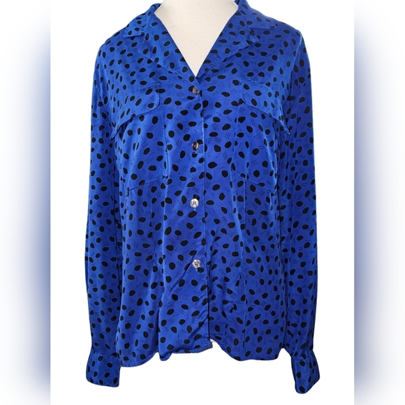 Dior Tops - Christian Dior Chemises Vintage Blue and Black Blouse Size 12